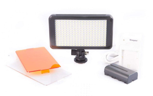 Simpex Professional Slim LED 270 Video Light Dual Colour White/Warm White With Battery Charger